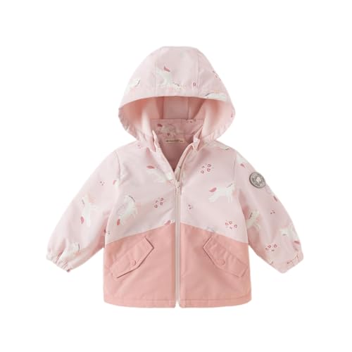 DAVE&BELLA Toddler Girls Boys Windbreaker Jackets, Hooded Kids Outerwear Jacket with Detachable Fleece Lining Baby Dust Coat