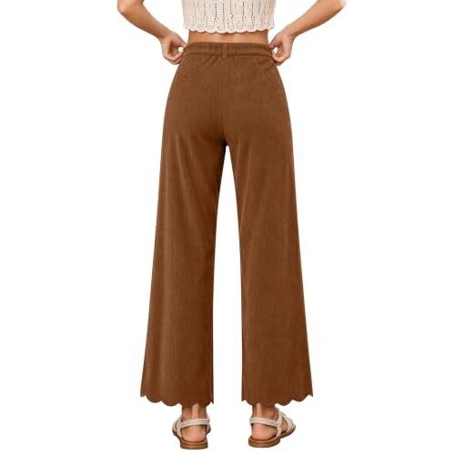 Corduroy Pants Women Scalloped Hem Baggy Wide Leg Pants Loose Trousers - image 5