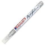 edding 5300 acrylic marker fine - silver - 1 waterproof acrylic paint marker - fine round nib 1-2mm - acrylic paint pen for drawing on canvas, art paper and wood - acrylic markers for pebbles