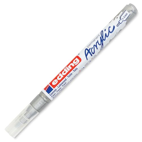 edding 5300 Acrylmarker fein - silber - 1 Acrylstift wasserfest - feine Rundspitze 1-2 mm - Acryl Farben zum Malen auf Leinwand, Malpapier und Holz - Acrylstifte für Steine