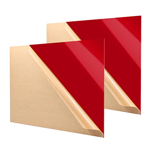 Image of Zuvas Red Plexiglass Sheet 11.8 inch x 15.75 inch x 1 /8 inch 2 Pack Red Cast Acrylic Sheet, DIY Materials for Home Decor, Handcraft, Painting, Photography, Pet Tag, Switch Panel, Display Stand