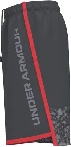 Under Armour Kids Stunt 3.0 Printed Shorts (Big Kids) - Pure Polyester Fabric - Encased Elastic Waistband Castlerock/Red Solstice/Steel MD (10-12 Big Kid) One Size3