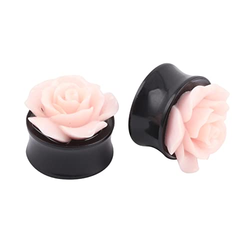 Tunnel en acrylique rose blanche bijou d oreille femme pour mariage et fetes