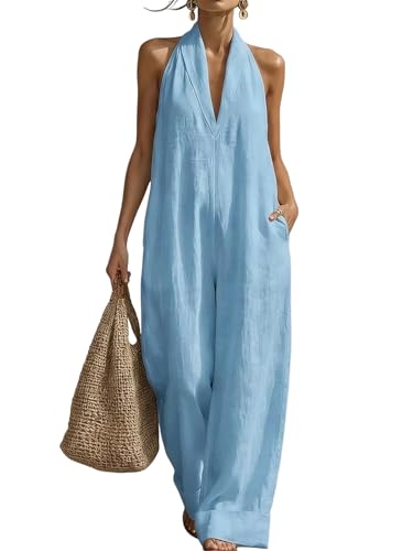 Overol de verano para mujer con cuello halter, ideal para tus días de playa