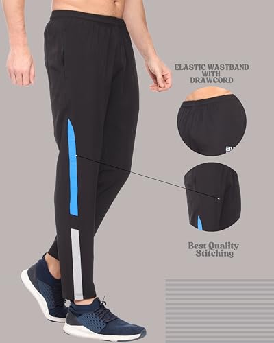 Image of Men's Ns Lycra Spandex Mixx Polyester Sports Trackpants with Both Side Zipper Pockets