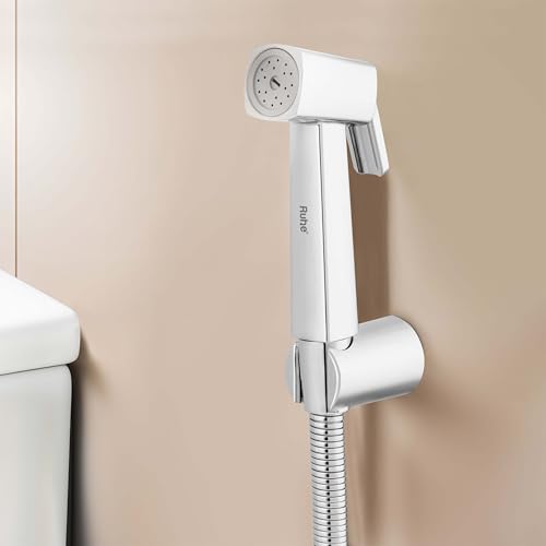 Image of Ruhe Kelvin Health Faucet | ABS Kelvin Health Faucet Jet Spray for Toilet with Braided 1.0 Meter Flexible Hose Pipe with Hook | (Chrome Finish) | Jet Spray for Toilet