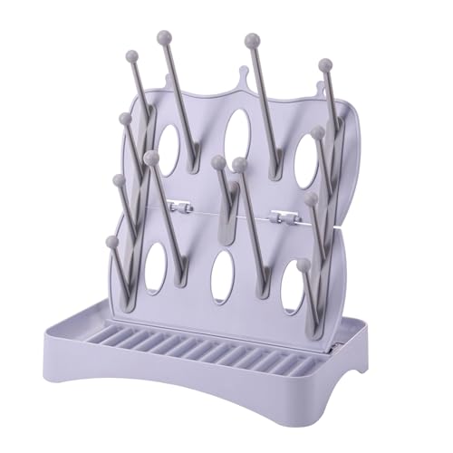 Bottle Drying Rack | Foldable 16-Hook Organizer | Kids Bottle Drying Rack Organizer| 16-Hook Portable Organizers For Straw Pacifier Brush Travel Nursery Daycare Home Sink Kitchen Counter Mom Parents