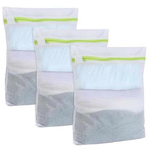 Sacco per la biancheria, 3 pezzi, rete per la biancheria, piccolo sacchetto per la biancheria, con cerniera verde, protegge il bucato/resistente, per biancheria intima, calzini, vestiti per bambini