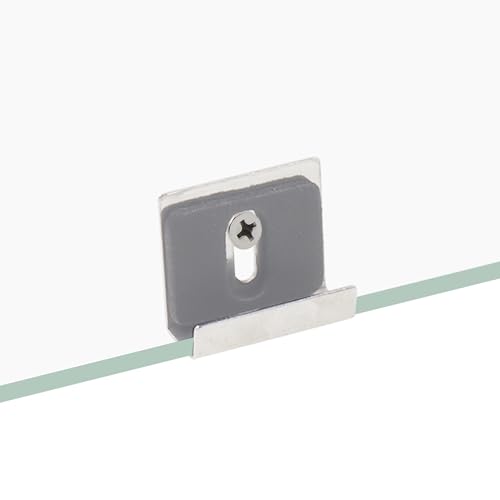 Image of Metal Mirror Clip,ULIFESTAR SUS304 Wide Channel Mirror Hanger Clip,Large Mirror Retainer Clip,Heavy Frameless Mirror J-Channel Mount Wall Clips with Screw 25*30mm /0.98*1.18 inch with Gasket Silver 16PCS