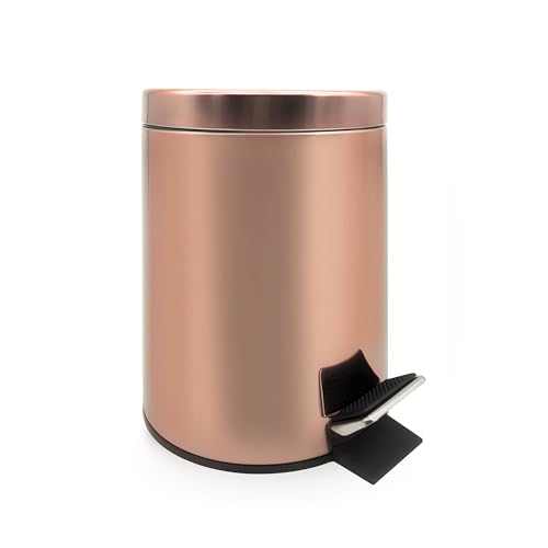 Poubelle de salle de bain 3 litres en cuivre | Dimensions : 26 x 17 cm | Poubelle à pédale | Accessoires de salle de bain | Poubelle de salle de bain avec...