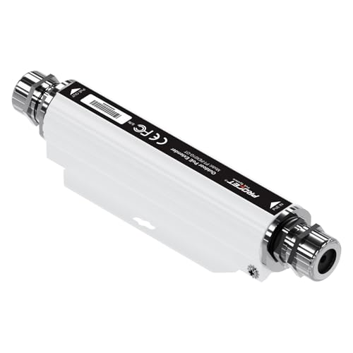 Extensor PoE Gigabit PROCET para exteriores con paso PoE+, protección contra sobretensión de 6 kV, rango de -40 °F a 149 °F, aleación de aluminio, compatible con eero, UniFi, Sisco mmWave Bridge/Access Point y cámaras AI Turret miniatura 6