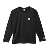 [チャンピオン] シャツ 長袖Tシャツ キッズ 長袖 丸首 UVカット速乾 ワンポイント刺繍 ロングスリーブTシャツ CK-BS401 ブラック