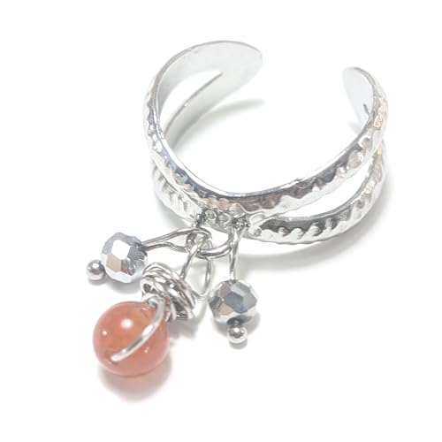 Bague Anse agate orange acier inoxydable argenté Bouly&Cailloux femme