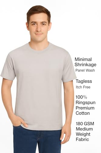 Image of Men's T-Shirts Ringspun Cotton Crew Neck Tee Shirts|Casual Wear T Shirt | Pre Shrunk with Panel Wash
