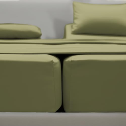 Image of Elegant Comfort Luxury Quality Microfiber 5-Piece 1500 Premium Hotel Sheet Set-Wrinkle Resistant, All Around Elastic Fitted Sheet, Deep Pocket up to 16 inch, Split King, Sage /Green