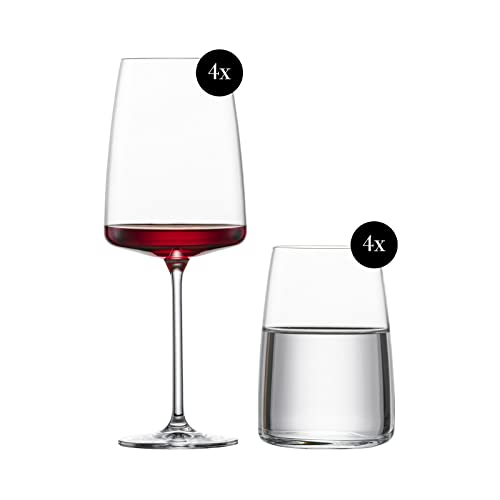 Zwiesel Glas Wein- und Wassergläser Set Vivid Senses (8-teilig), Limited Edition Set im Geschenkkarton, Weinglas Fruchtig & Fein (535 ml) & Allroundbecher (500 ml), Spülmaschinenfest