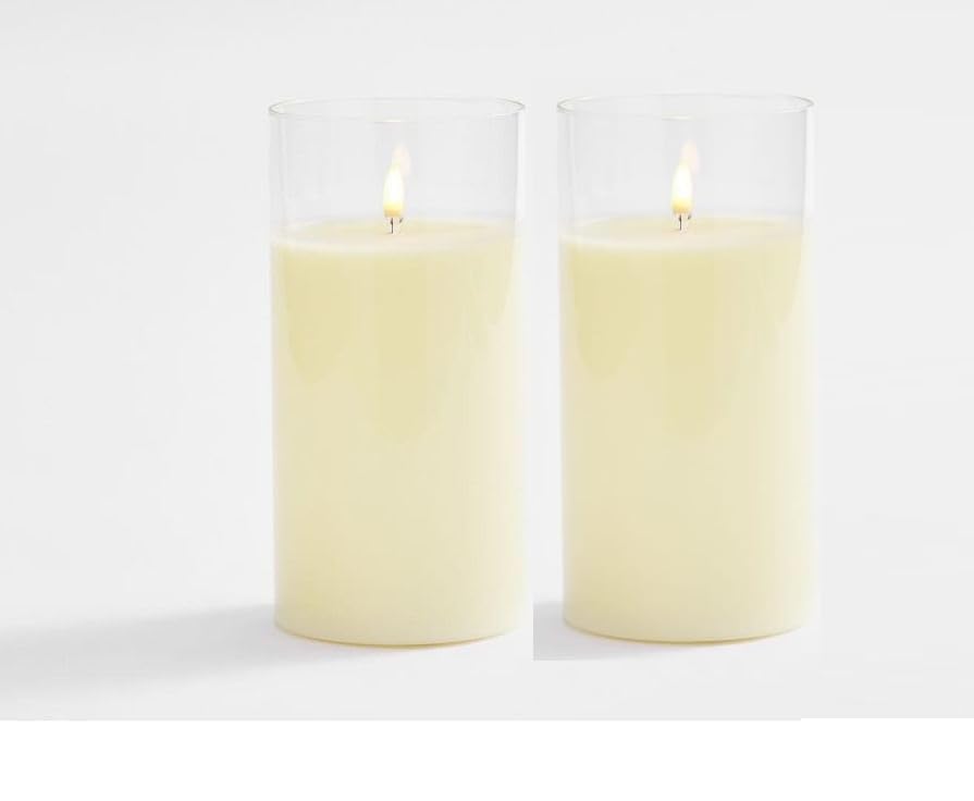 FYCAN Flameless Flickering Glass Candle Unbreakable, Flame-Effect Home Festival Wedding Decorattery Operation Real Wax Realistic Dancing Wick Led Pillar Candles Plexiglass Party - Transparent_2pcs
