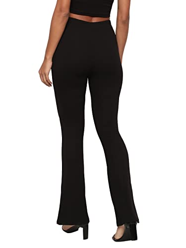Image of Shasmi Black Lightweight Stretchable Yoga Pants Boot-Cut Slim Fit Trouser Pant (57 Pant Black S)