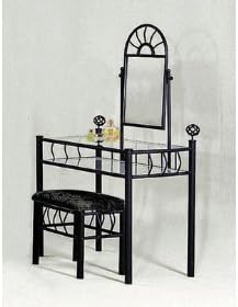Sunburst Design Black Vanity Set - Table, Mirror and Bench Nice