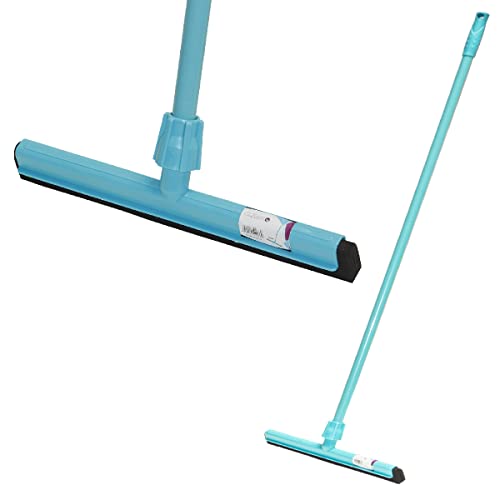 Cleano CI-2266 Heavy Duty Dual Moss Floor Squeegee Perfect for Garage Courtyard Shower Bathroom Marble Glass Tile Water Foam Cleaning 120cm Handle 35cm Wiper sky-blue