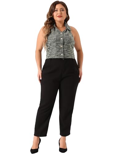 Agnes Orinda Plus Size Waistcoat for Women Tweed Halter Neck Sleeveless Single Breasted Vintage Vests3
