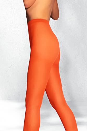 Image of Charm and Attitude Neon Orange Semi Opaque Tights for Women | Pantyhose Stockings Nylons 40D | Made in EU - Neon Orange, Small