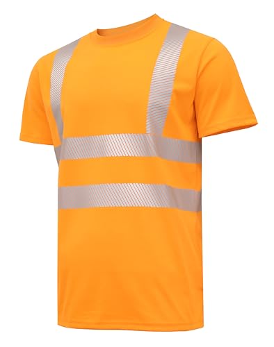 Högert Technik - JURAL II Warnschutz-T-Shirt aus Polycotton | orange L (52) | Warnweste Reflektierend Warnweste Atmungsaktiv Leicht Kurzarmshirt Kurzarm Arbeitskleidung Sichtbarkeit Hemden