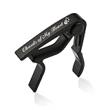 Guitar Capo Clip for Acoustic Electric Guitars Ukulele Metal Quick Release Guitar Accessories for Guitarist Bassist Musician Musical Gifts Engraved Black Guitars Clip for Band Member Music Gift