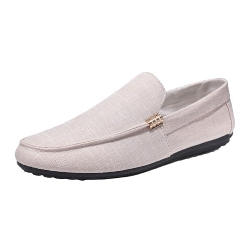 Mens Loafers Shoe Round Toe Cloth Loafer Shoes Flexible Lightweight Flat Heel Party Prom Slip-on for Business Casual Office Work