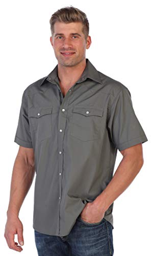Gioberti Mens Casual Western Solid Short Sleeve Shirt with Pearl Snaps2