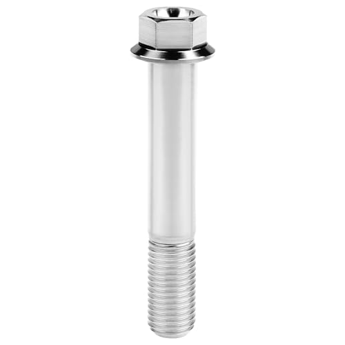 Image of Titanium Bolt M12 30 35 40 45 50 55 60 65 70 75 80 85 90mm Hex Small Flange Head for Motorcycle Car Modification Pack of 4 (M12x75mm Pitch 1.25, Silver)