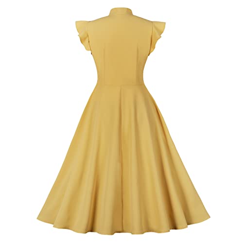 Image of 1950s Dresses for Women Vintage Rockabilly Retro Short Sleeve Tie Midi Dress Cocktail Party Evening Prom Gown