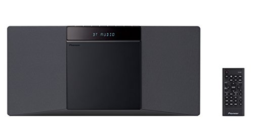 Pioneer X-SMC02(B) CD-Mikroanlage (Wiedergabe von Audio CD/CD-R/CD-RW/MP3, 2 x 10 Watt Ausgangsleistung, Bluetooth, USB, FM (RDS) Radio, Wandmontage möglich, Slim Design), Schwarz