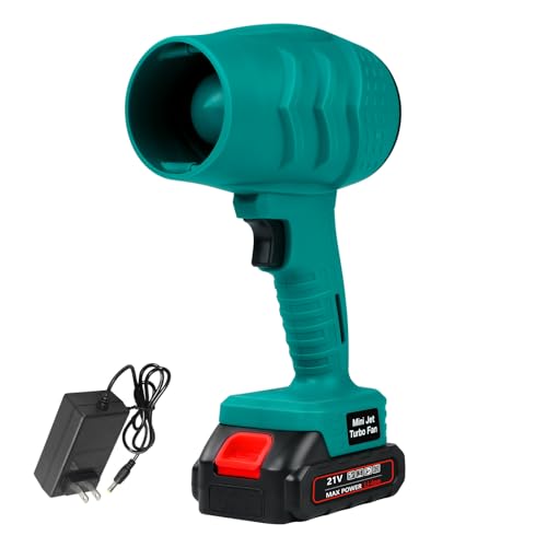 Jadeshay 21V Cordless Turbo Fan Blower, 800W High-Speed Handheld Jet Air Gun with 35,000 RPM Motor, Stepless Speed Control for Car Drying, Leaf Blowing & Workshop Dust Removal