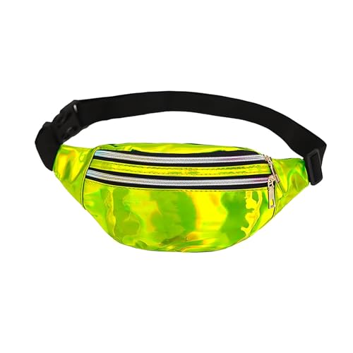 ComPDCVD Bauchtasche Mode wasserdichte Gürteltasche Damen Herren Hüfttasche mit Reflektierender Verstellbarer Sport PU Leder Reflektierender Hüfttasche für Frauen und Männer Party Festival Sport