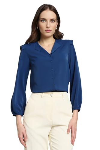 Image of Van Heusen Women Polyester Regular Fit Solid Full Sleeve Casual Shirt