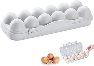 12 Grid Eggs Carrier Container, Plastic Egg Box, Plastic Egg Holder Trays, Storage Egg Box, Egg Carrier, Plastic Portable Stackable Refrigerator Egg Holder, Egg Boxes with Lid for Keep Egg Fresh