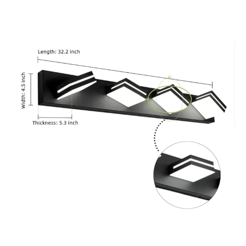 LED Baño Espejo Lámpara de Pared con Rotación Aplique Moderno Rectangular de Aluminio Negro Interior 6