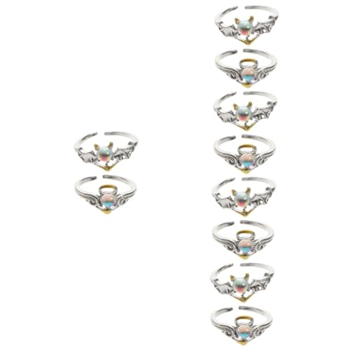 ODHLMFQ 5sets Moonstone Hand Bracelet Couple Engagement Fidget Band Wedding Silver Knuckle Jewelry Thumb Gold Stackable Adjustab