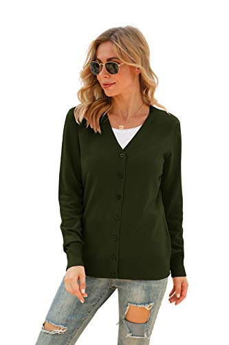 Image of VIISHOW Women Long Sleeve Button Down V Neck Lightweight Basic Knit Sweater Cardigan