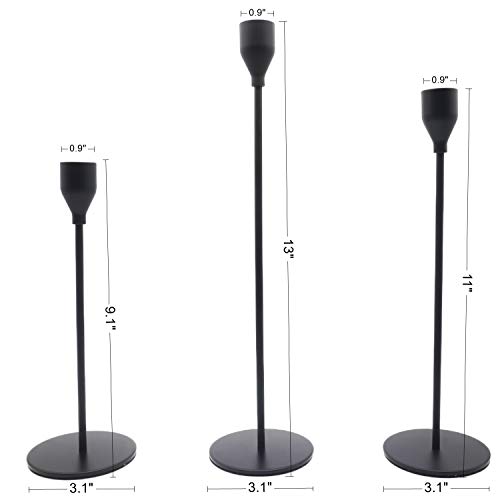 image for Denique Matte Black Candle Holders,Set of 3,Tall Candlestick Holder fo
