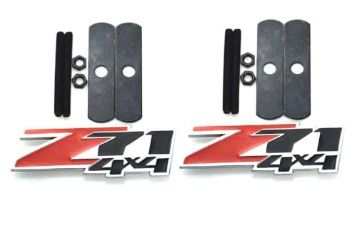 Image of EmbRoom 2X OEM Red Grille Z71 4x4 Emblem Compatible for Gm Chevrolet Silverado 2500hd 3500hd Sierra Tahoe Chrome (Red Black)