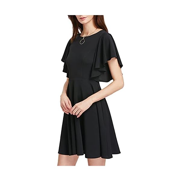 ROMWE Women's Stretchy A Line Swing Flared Skater Cocktail Party Dress Black XL