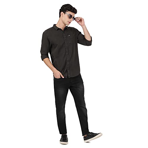 Image of Wrangler Men Charcoal OD Solid Regular FiT-Shirt