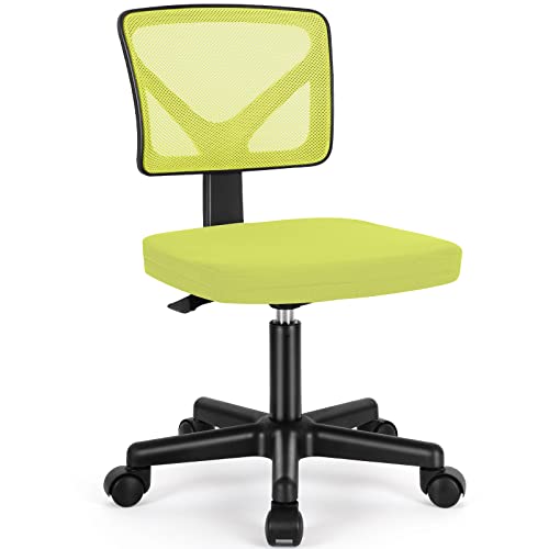Sweetcrispy Office Chair, Ergonomic Low-Back Mesh Rolling Work Swivel Chairs with Wheels, Armless Comfortable Seat Lumbar Support for Home, Bedroom, Study, Student, Adults,Classic Green