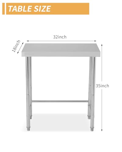 Stainless Steel Table 18x32 Inch, Stainless Steel Kitchen Prep Table, Commercial Utility Work Table