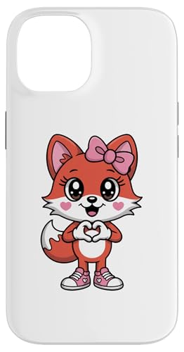 Cute Red Fox Coquette Bow Retro Red Fox Kids Girls �X�}�z�P�[�X iPhone 14 �p