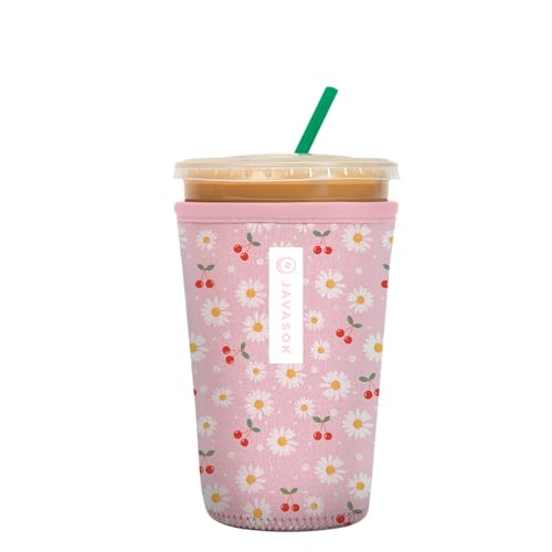 Sok It JavaSok Iced Coffee & Cold Soda Insulated Neoprene Cup Sleeve (Cherry Bomb, Medium: 22-28oz)