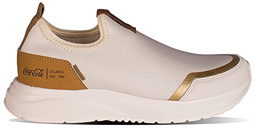Tênis Coca-Cola Shoes, X-Fly Flow, adulto-unissex, Off White/Gold, 36