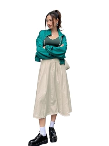 Women's 2025 Summer Casual Long Skirts Solid Color Button Front Midi Skirt